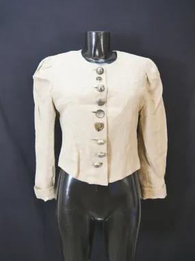 Berwin & Wolff beige mit Wienernaht herrliche Damen Leinen Trachtenjacke Gr.36