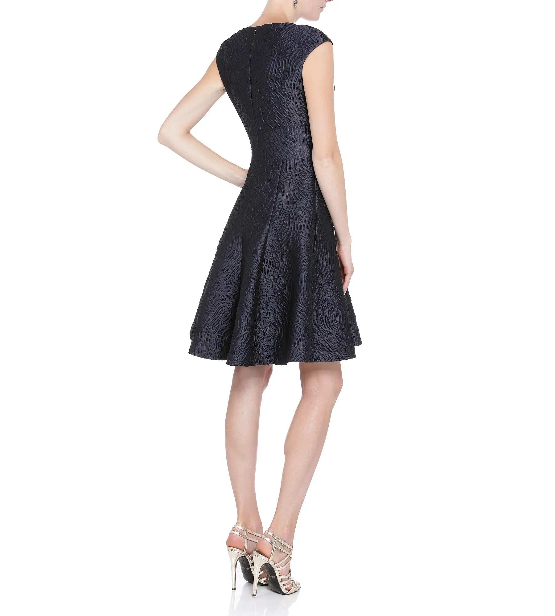 Blaues Cocktailkleid aus Brokat