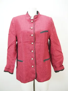 Boos rot mit Stehkragen wunderschön fesche Damen Leinen Trachtenjacke Gr.40