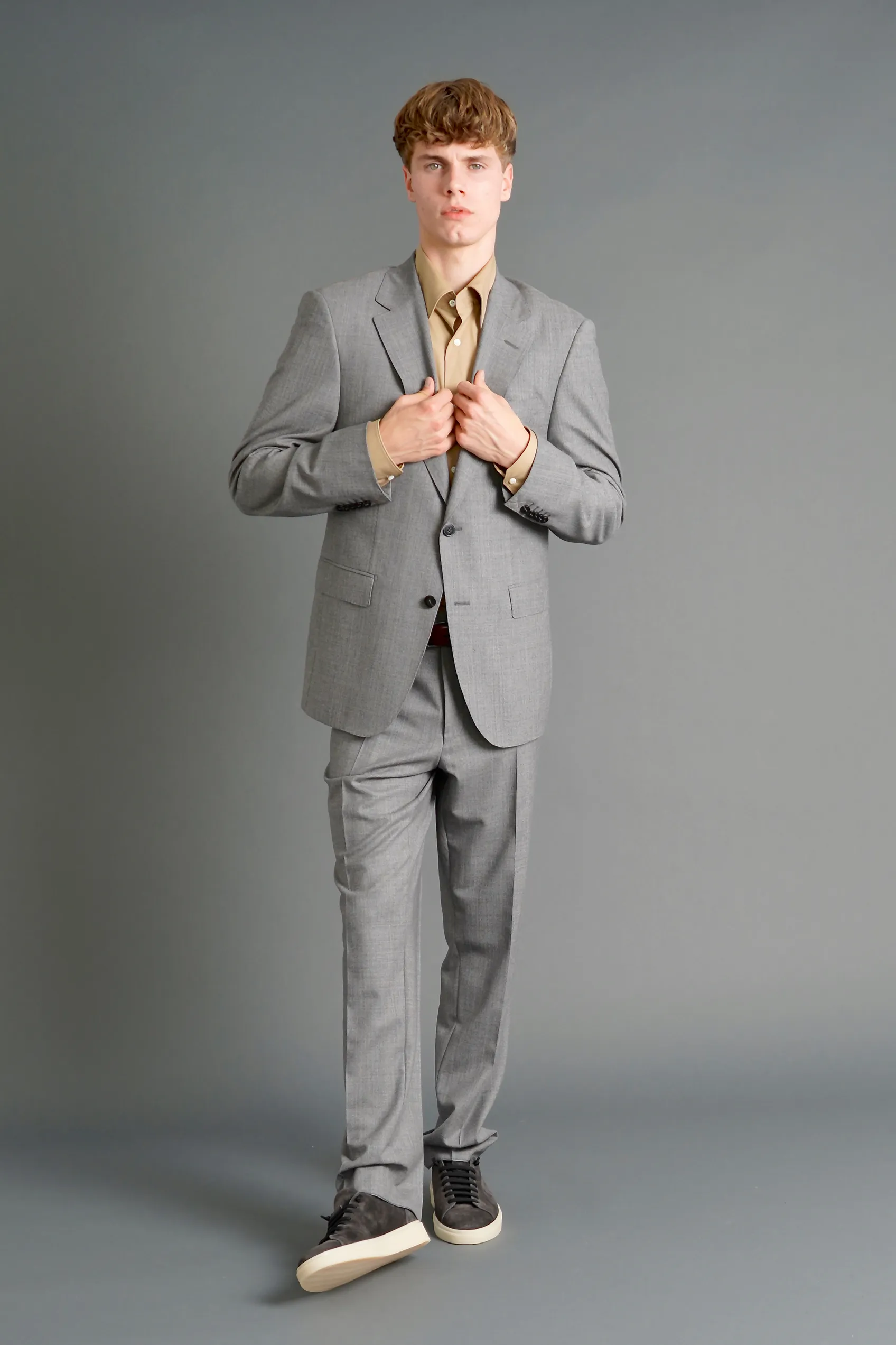 BOSS Patterned Virgin Wool Stretch Suit L-Jarrod  
