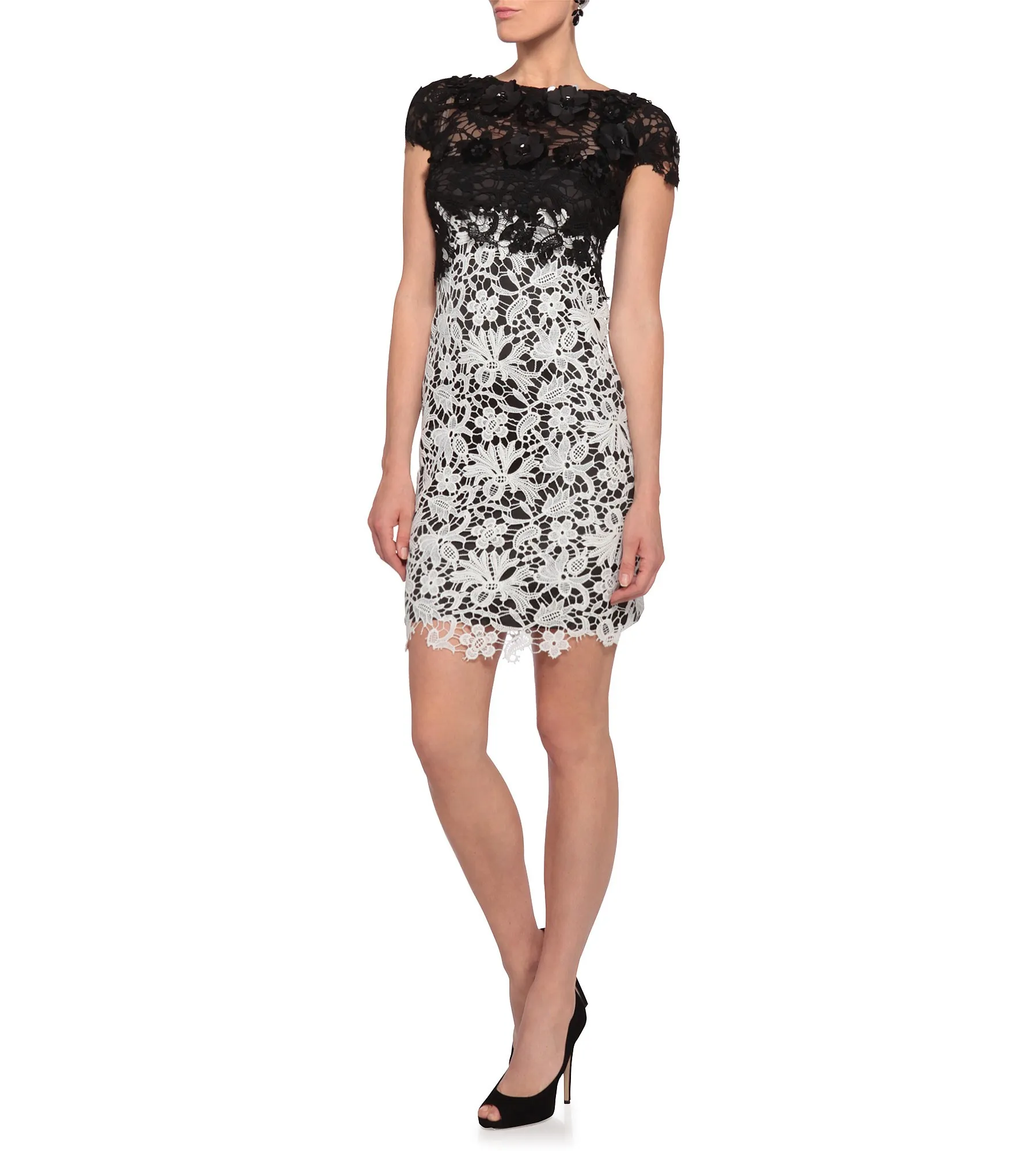 Cocktailkleid aus Spitze in Schwarz/Weiss
