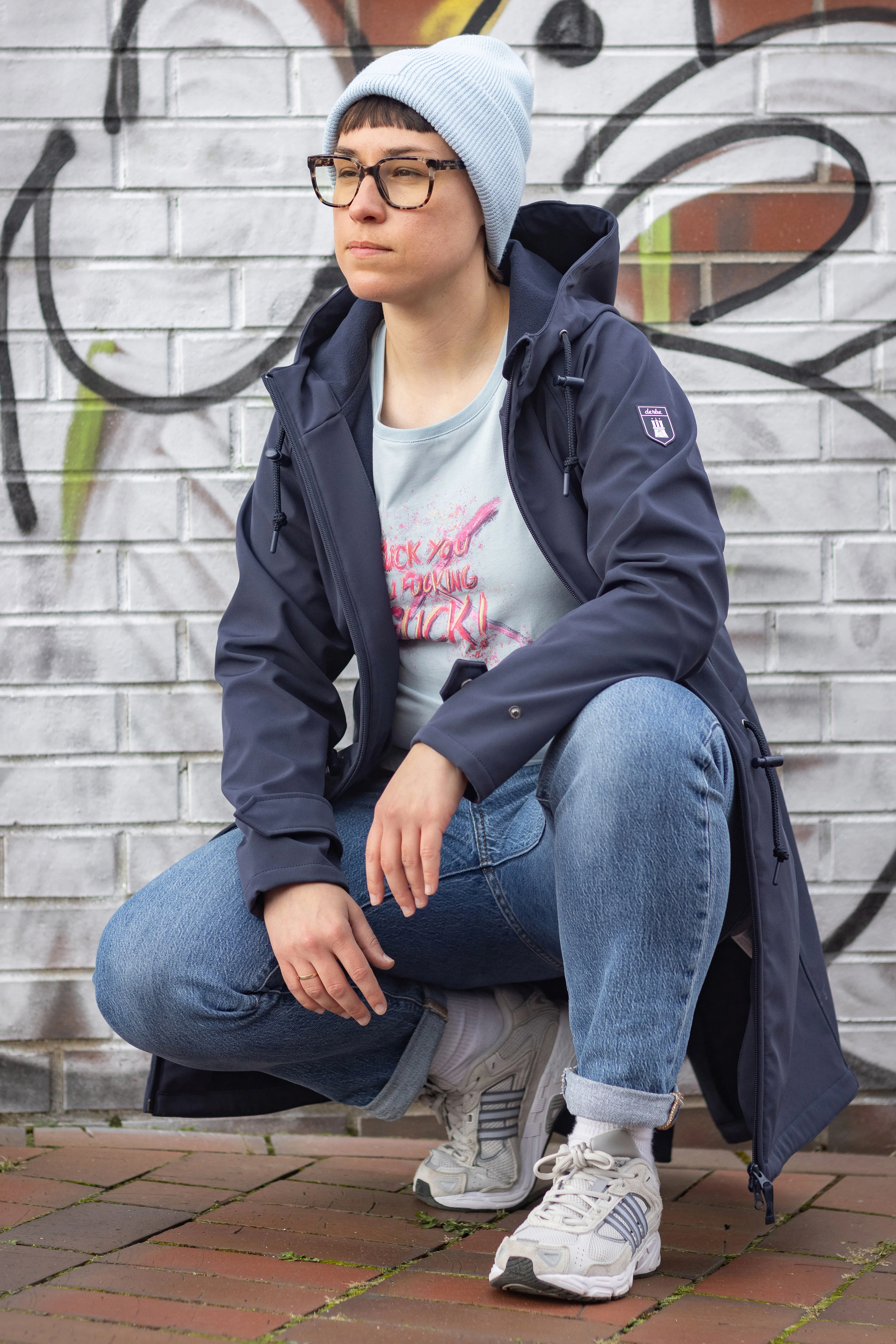 Derbe Softshell Mantel Island Friese Damen Navy Dunkelblau