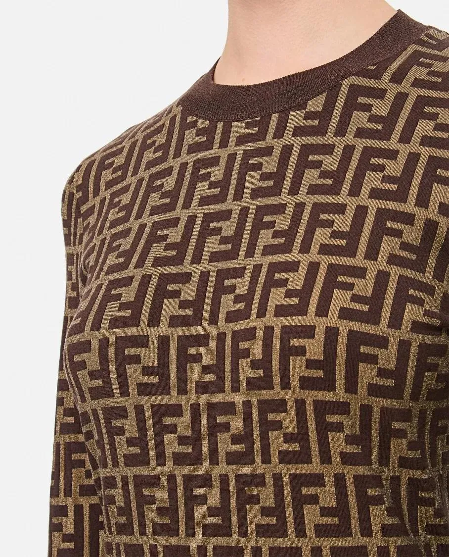Fendi  Ff Istituziona Pullover Brown 