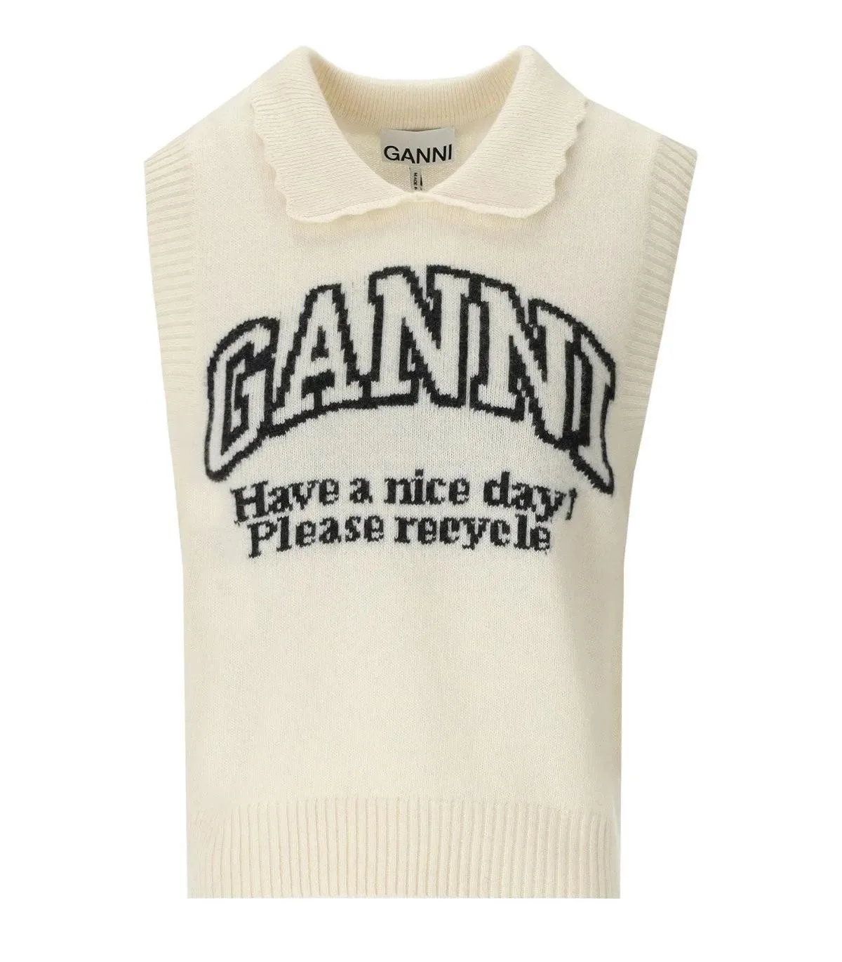   GANNI  GANNI CREME WESTE MIT LOGO weiß  Weste 