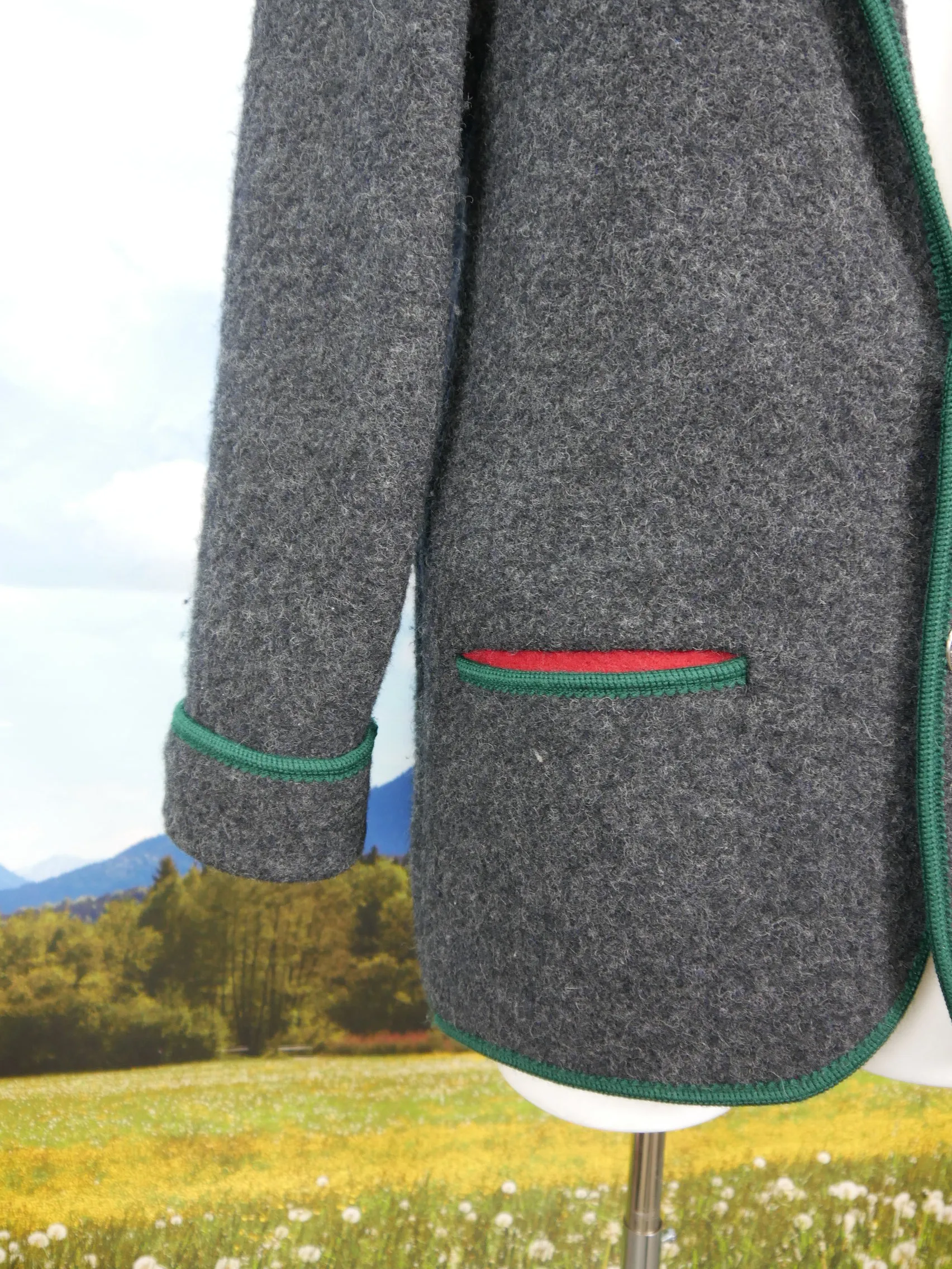 Giesswein Walkjacke Schurwolle warm grau neuwertig Trachtenjacke Jacke Gr.48