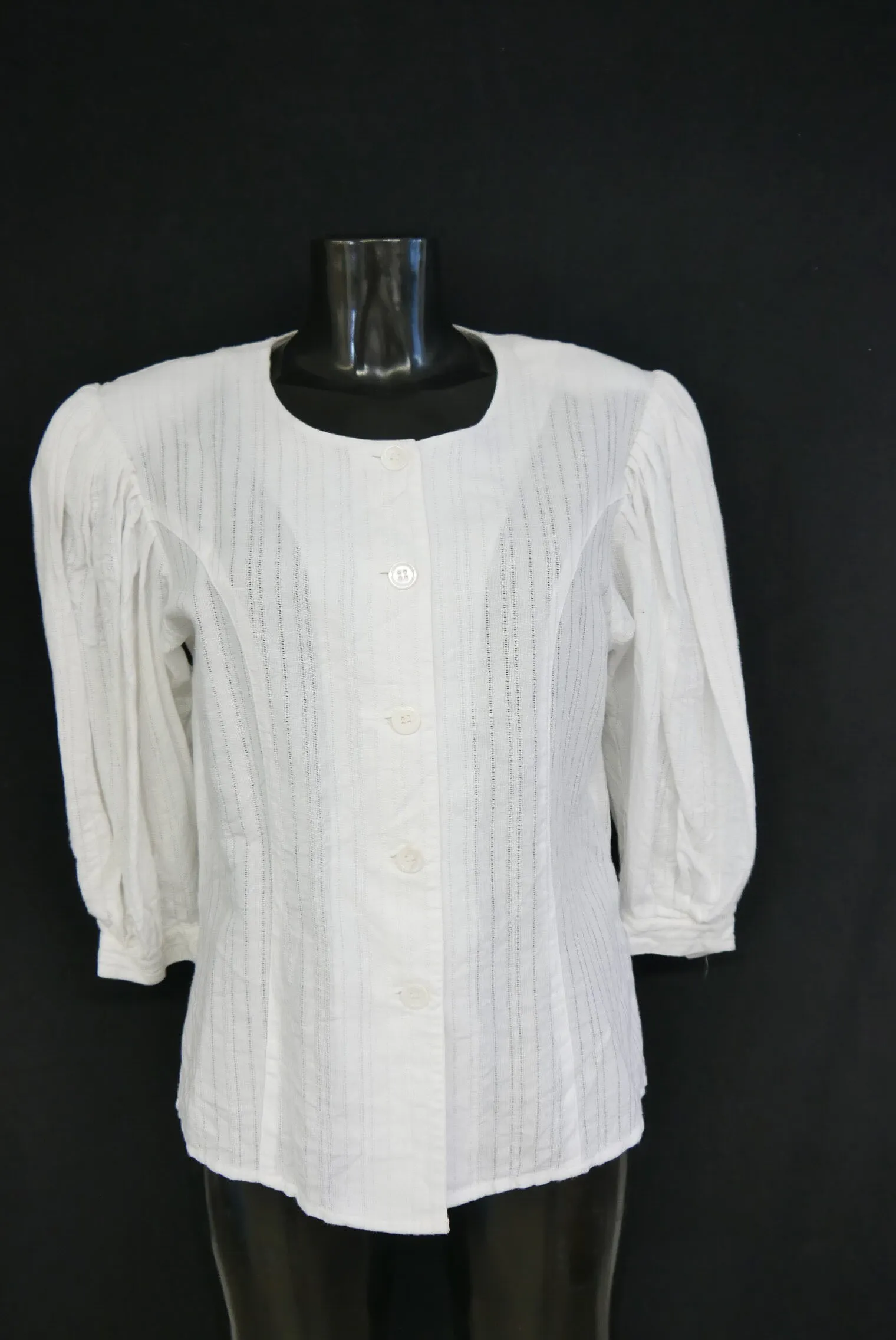 Gr.36 Trachtenbluse weiß Bluse für Dirndl Distler Leinenmischung Muster TB9537
