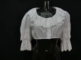 Gr.42 Dirndlbluse mit bestickter Rüsche Bluse für Dirndl Trachtenbluse B8147