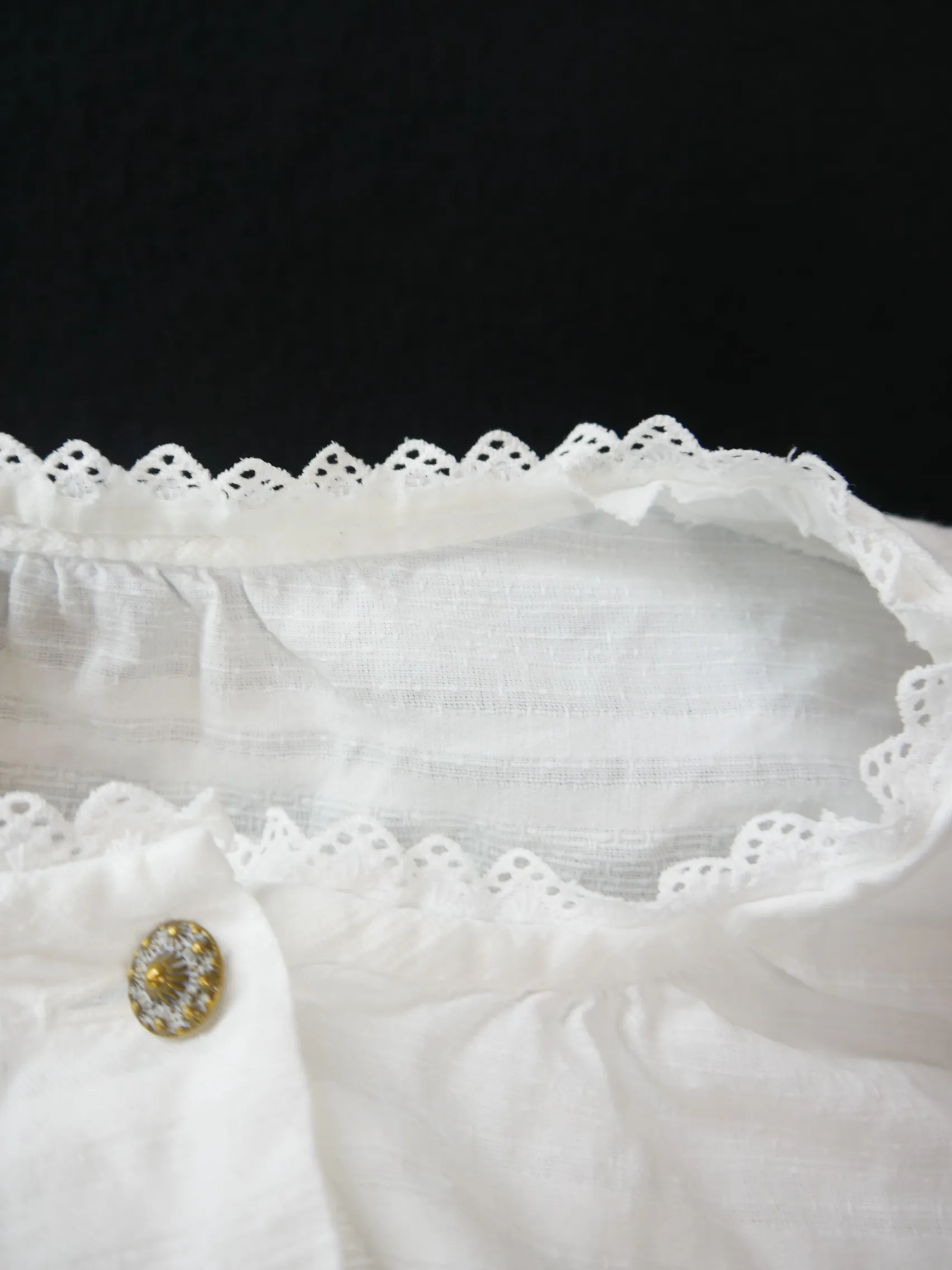 Gr.42 Dirndlbluse weiß Bluse für Dirndl Baumwolle mit Spitze B9893