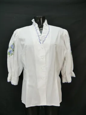 Gr.46 Trachtenbluse weiß Bluse für Dirndl Baumwollmischung mit Stickerei TB9117