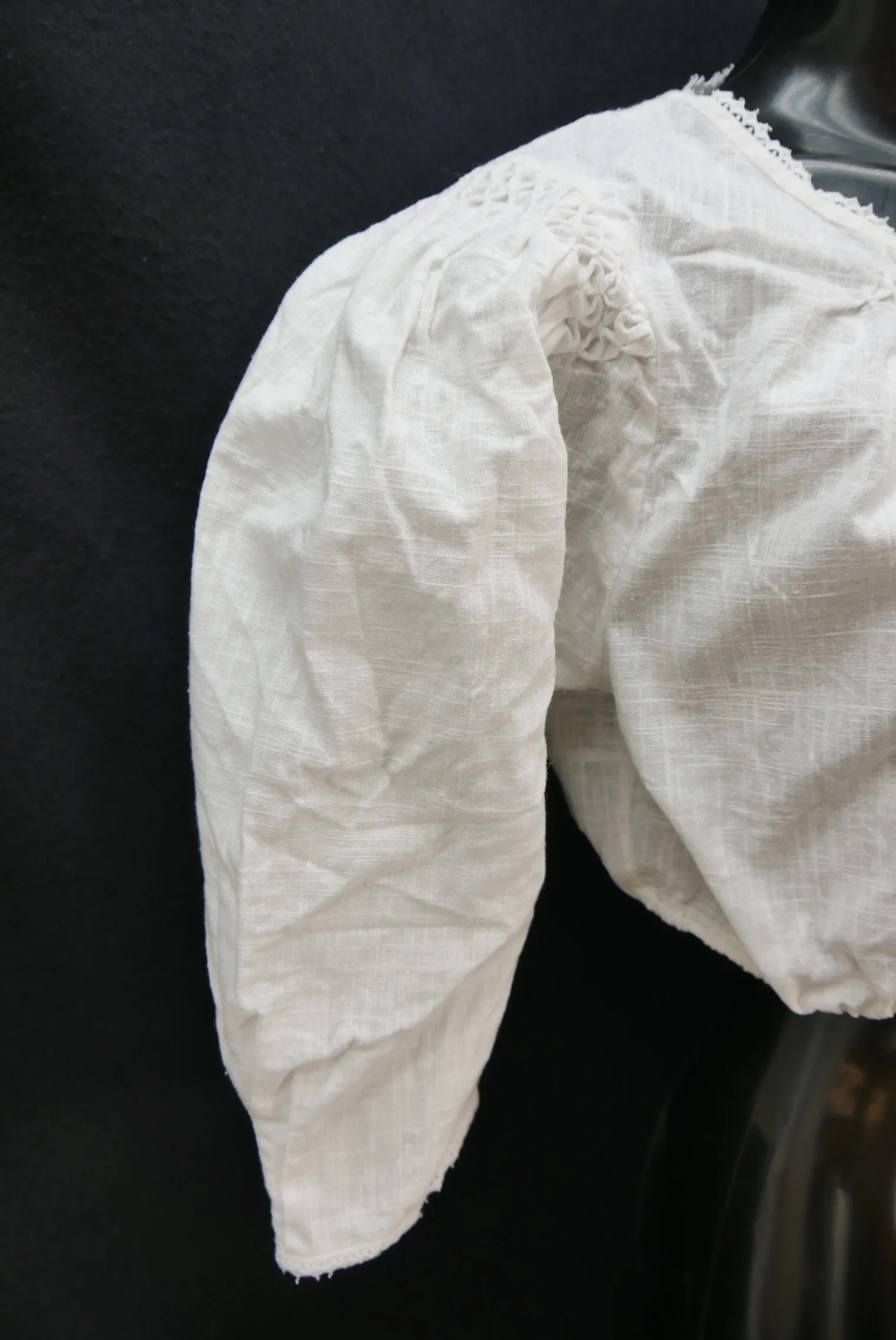 Gr.48 Dirndlbluse weiß Bluse für Dirndl Baumwolle mit Spitze B10605