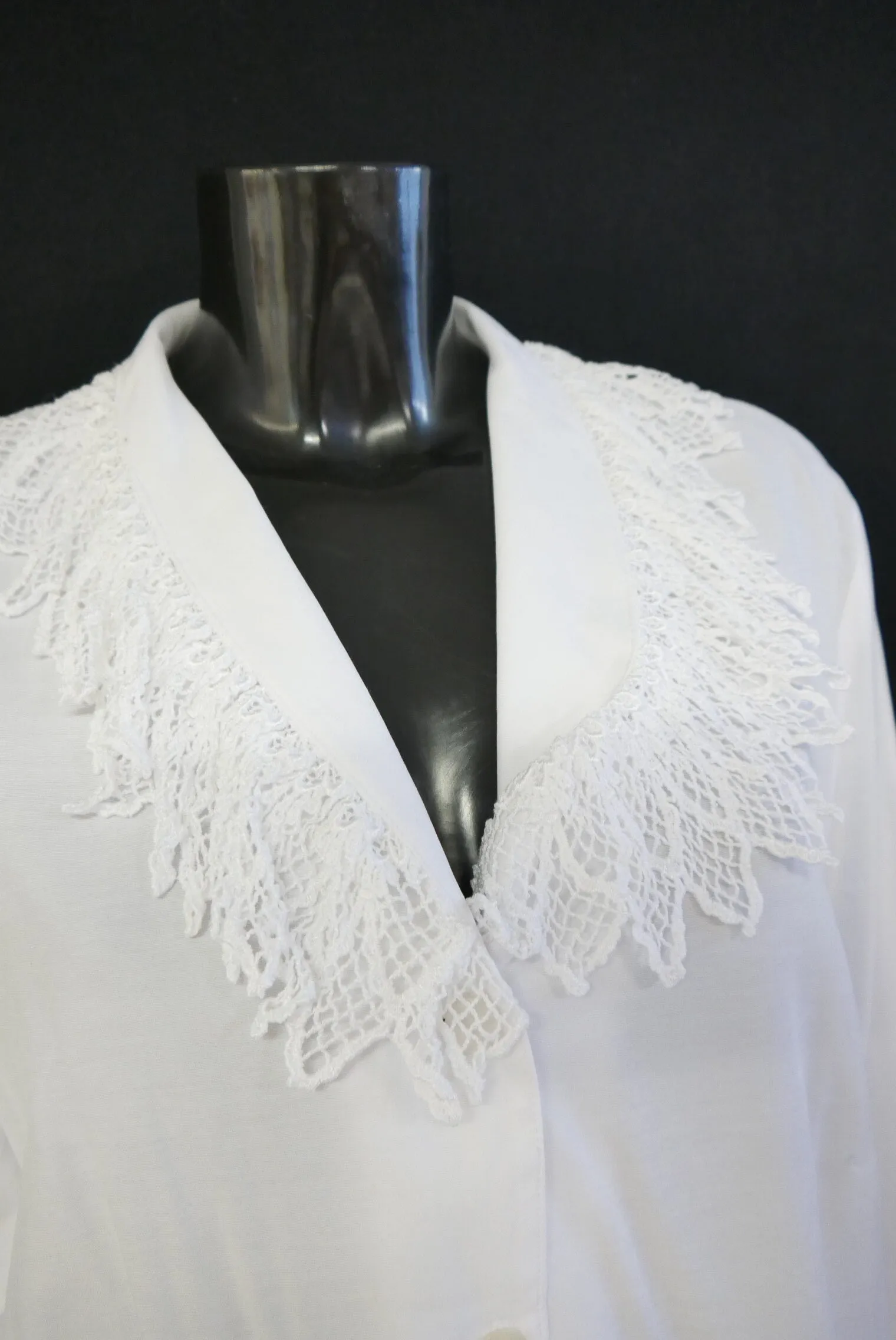 Gr.50 Trachtenbluse weiß Bluse für Dirndl Mischgewebe mit Spitze TB9638