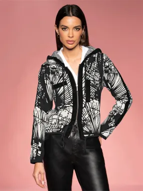 heine Strickjacke in schwarz-ecru-gemustert