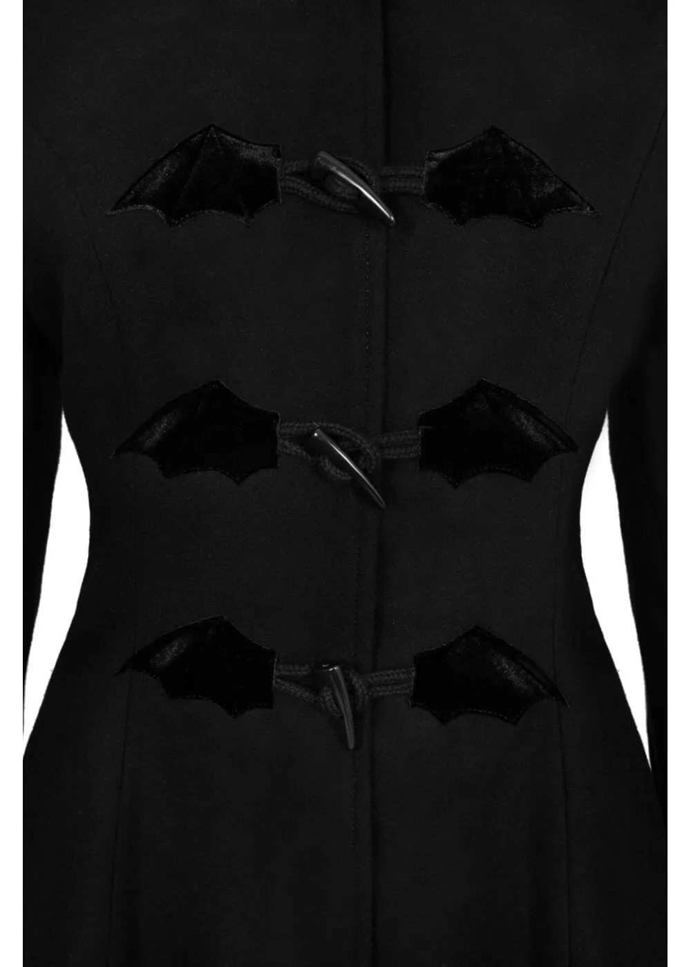 Hell Bunny Batilda Bat Duffel Mantel Schwarz