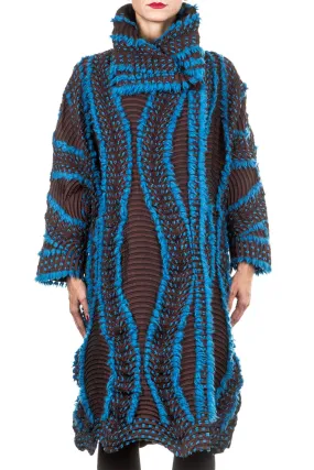 Issey Miyake Damen Plissee Mantel Avantgarde türkis braun