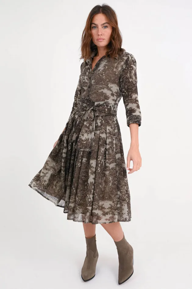 Kleid AUDREY mit Allover Print in Beige Sepia