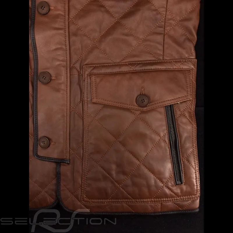 LederJacke Gentleman driver Miles Gesteppte Braun - Herren