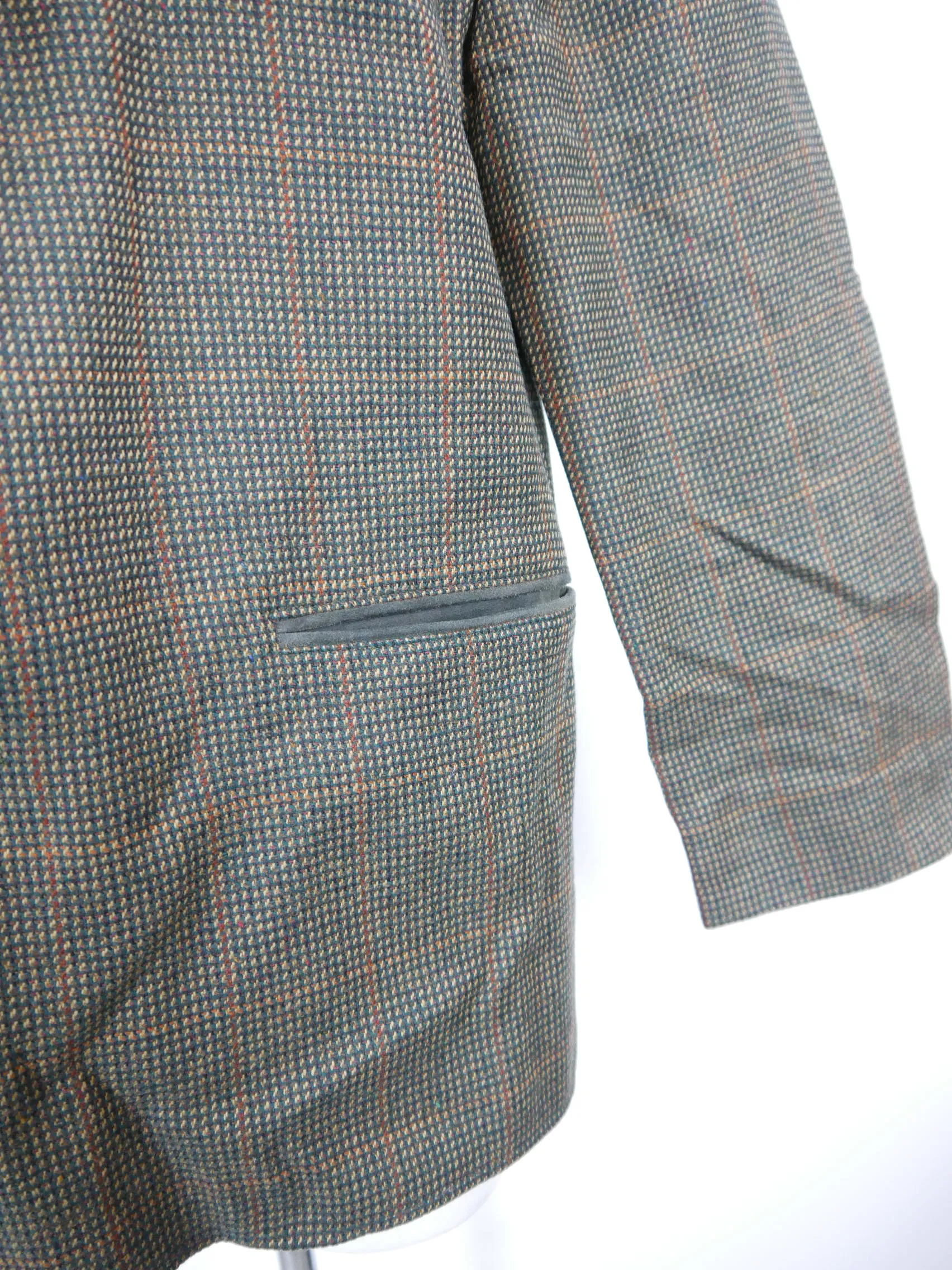 Leicht Sommer Loden Janker grün sportlich kariert Trachtenjacke Jacke Gr.27/54