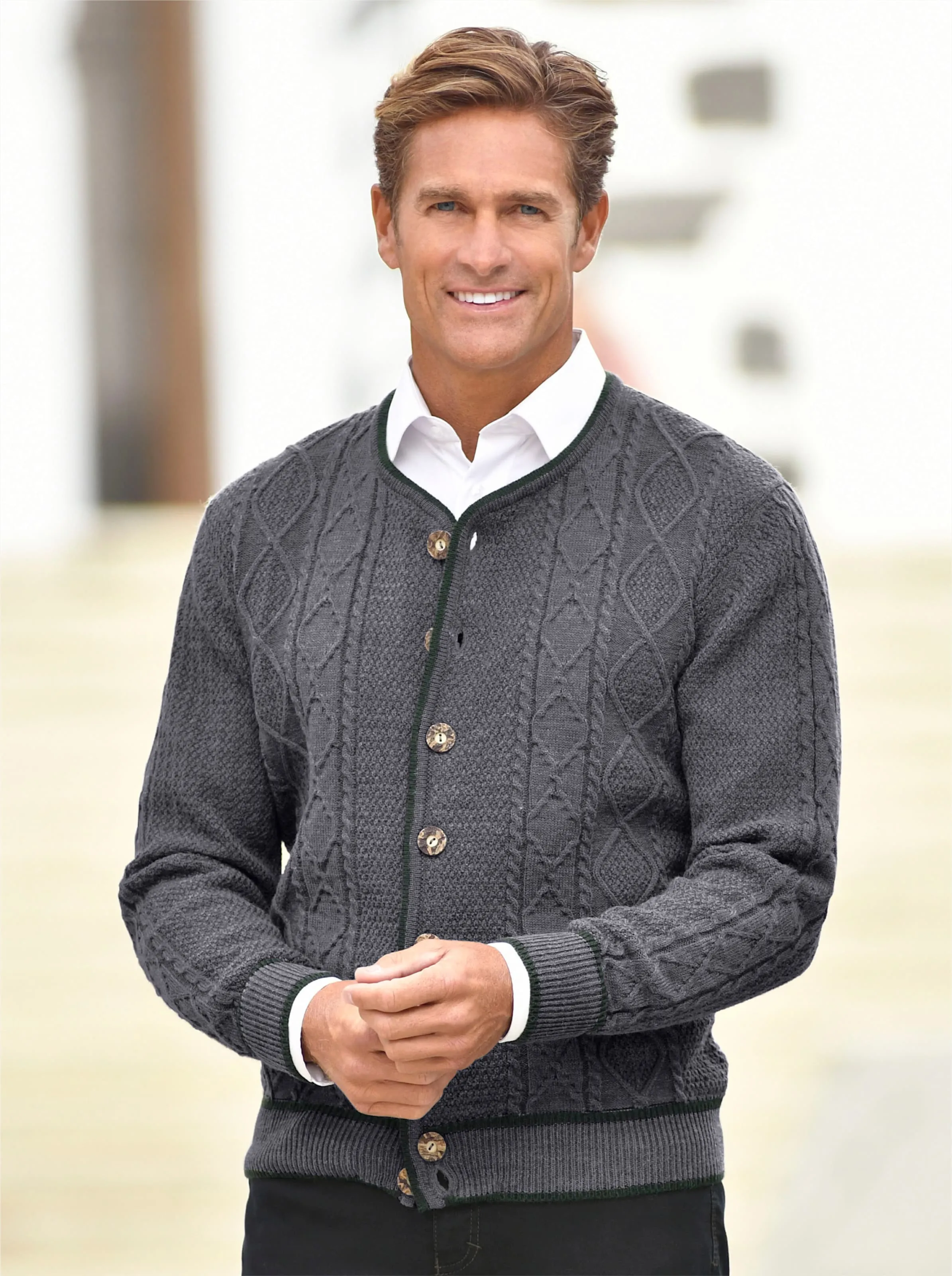 Marco Donati Strickjacke in grau-meliert