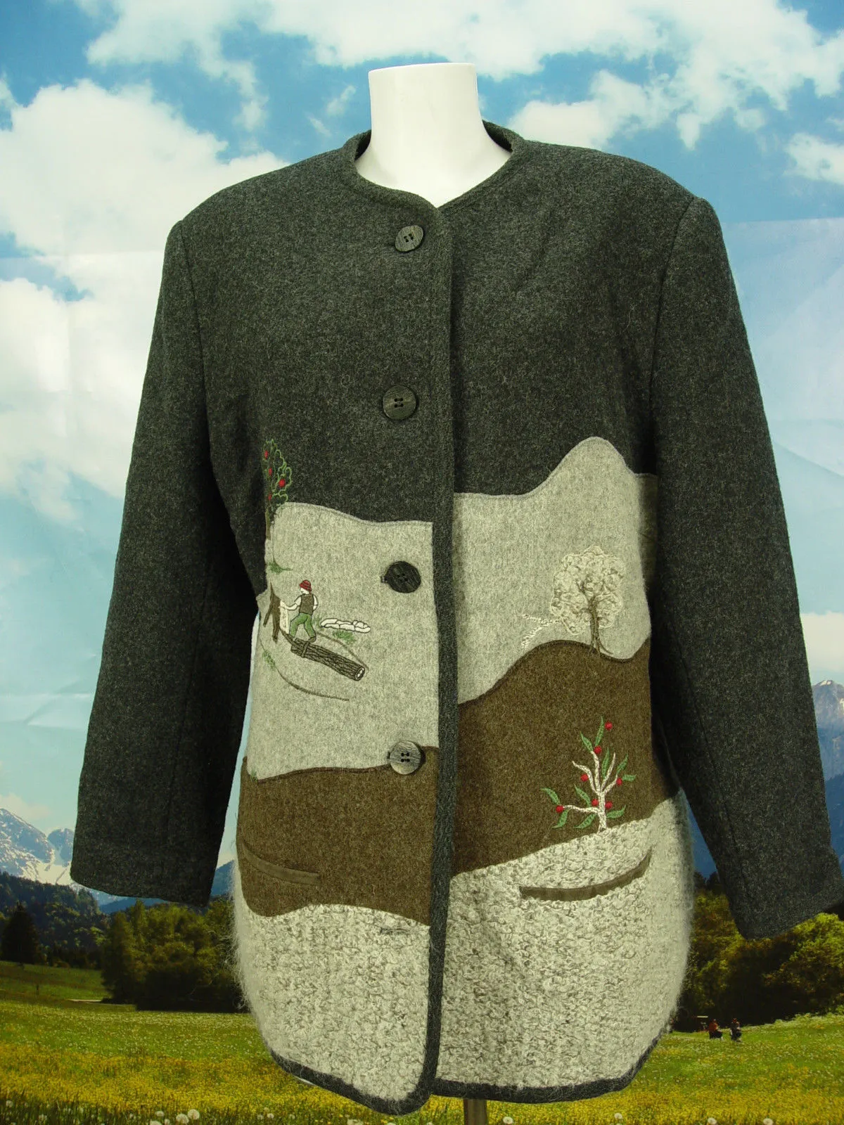 MEICO mit Stickerei gefütterte Walkjacke Jacke DW113 Trachtenjacke Janker Gr.44