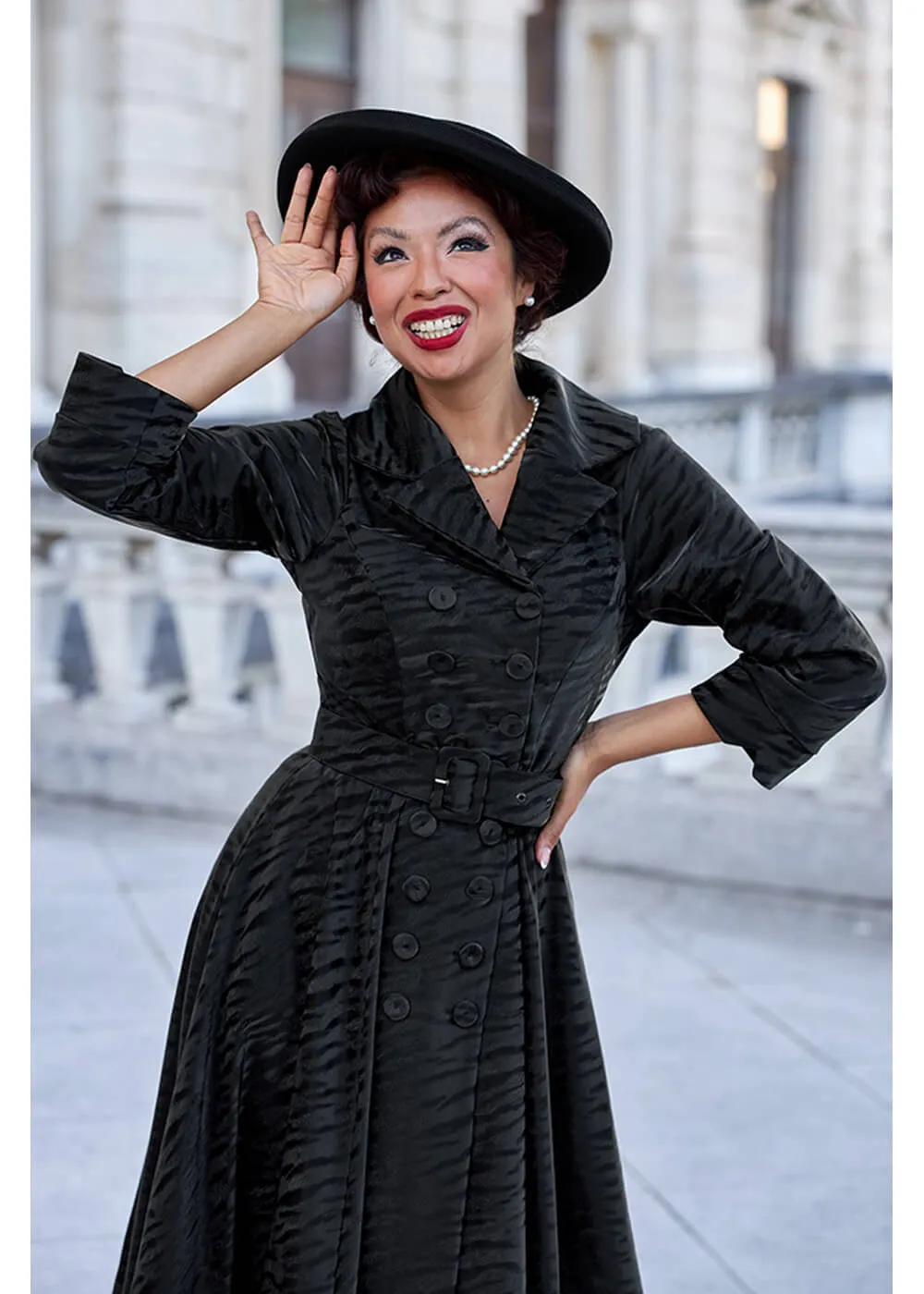 Miss Candyfloss Magena Lou Tiger 50's Swing Mantel Kleid Schwarz
