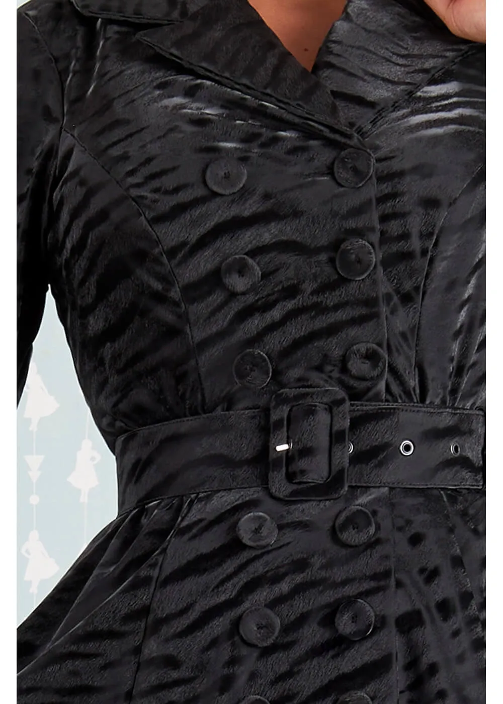 Miss Candyfloss Magena Lou Tiger 50's Swing Mantel Kleid Schwarz