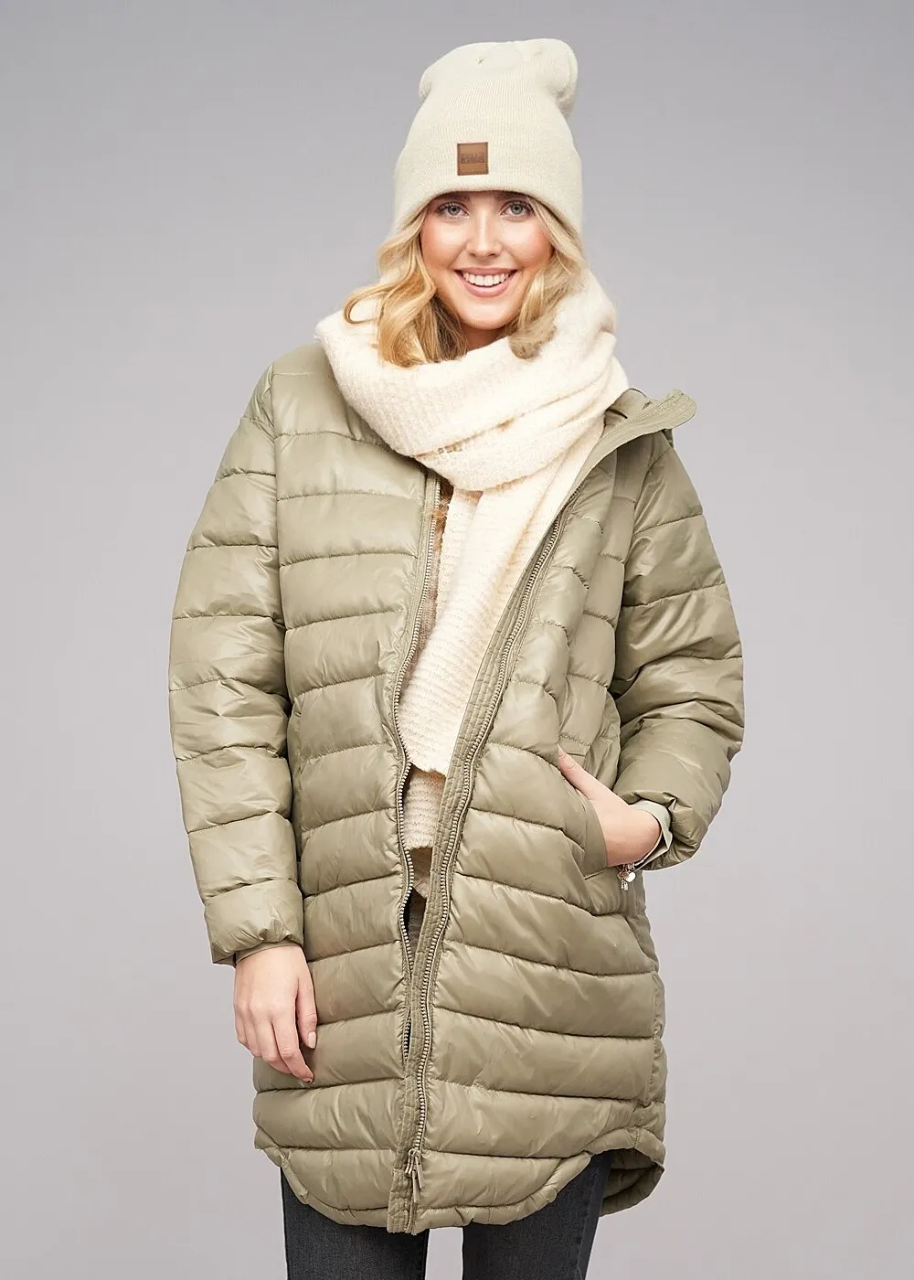 ONLY Damen Steppmantel mit Kapuze 2-Pockets mermaid grün