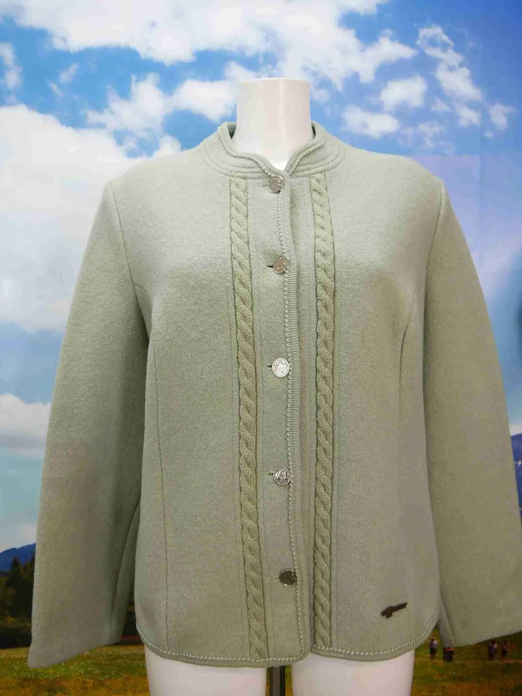 Original Salzburger neuwertig grün mit Zopfmuster Trachtenjacke Jacke Gr.46
