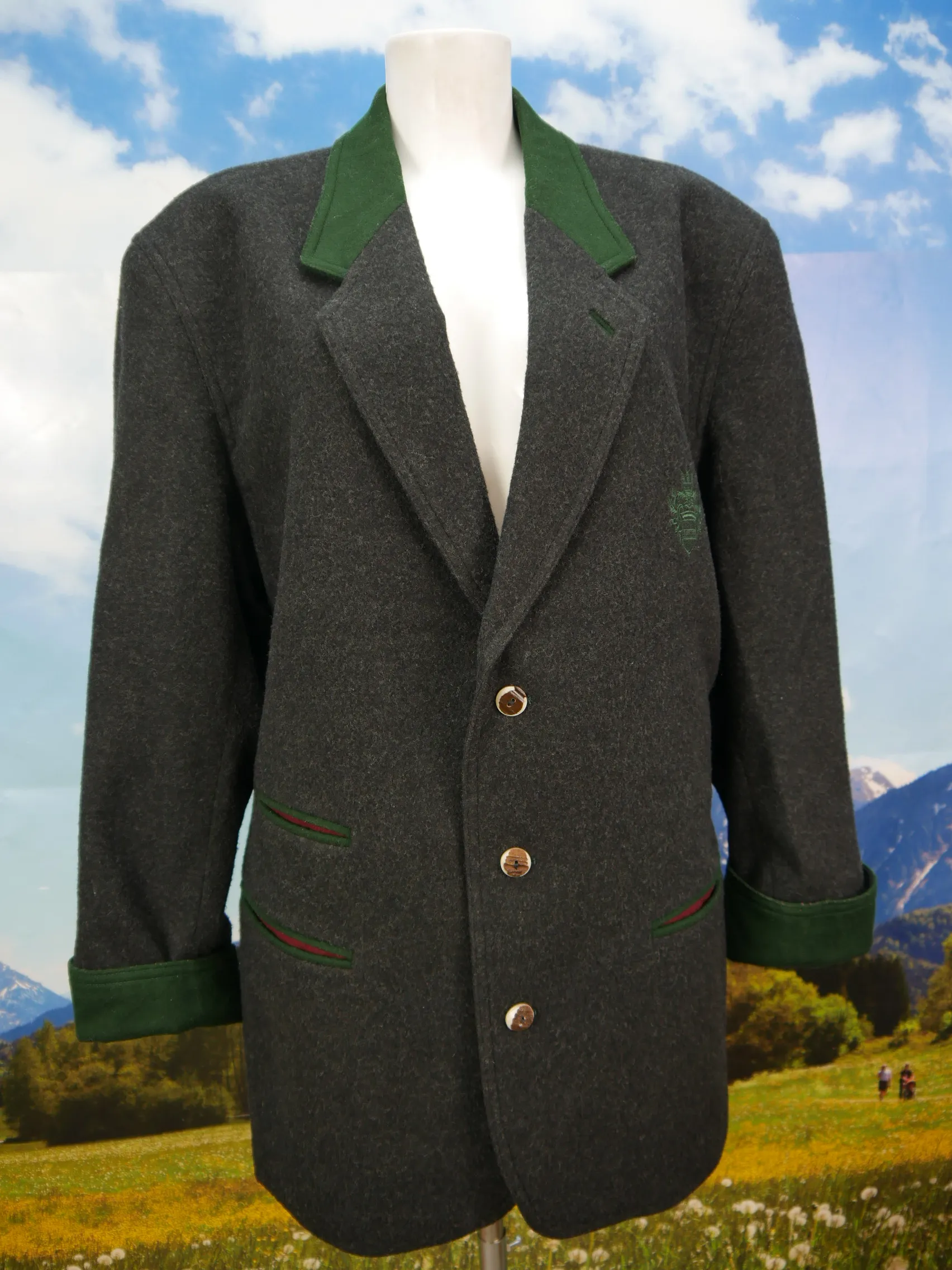 Original Tirolr Loden schwarz Janker neuwertig Loden Trachtenjacke Jacke Gr.52