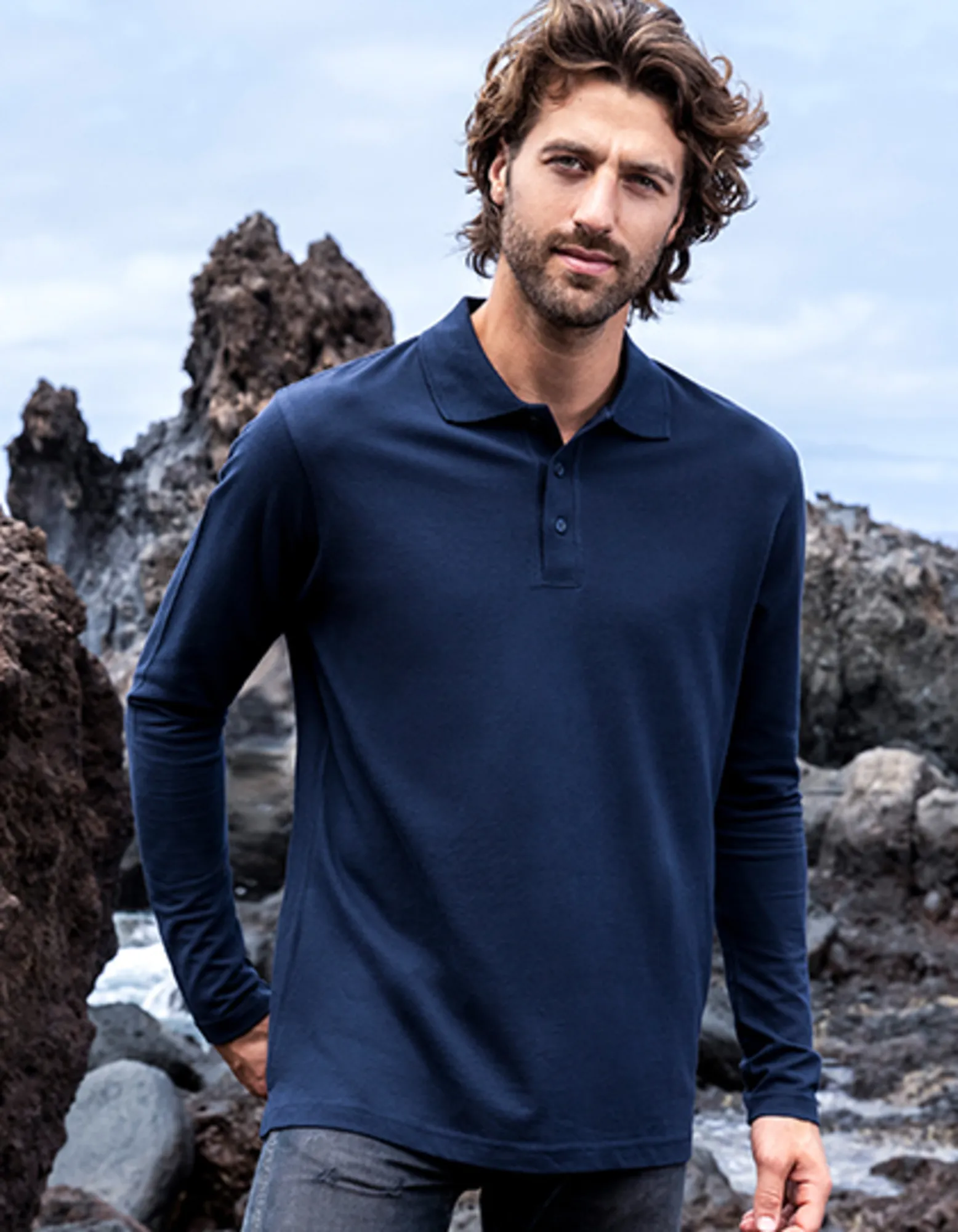 Promodoro Herren langarm Poloshirt besticken 