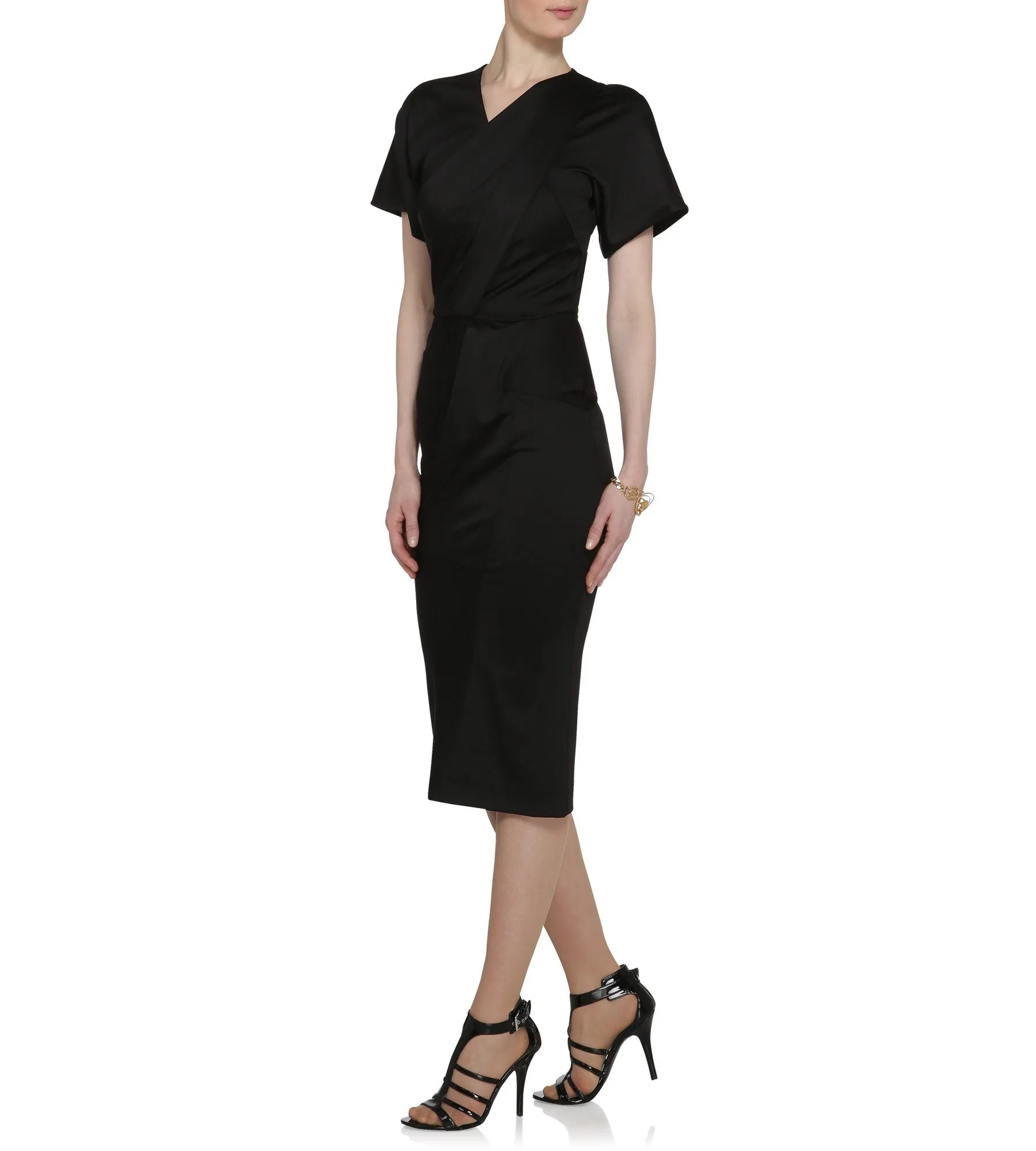 Schwarzes Cocktailkleid in Wickeloptik