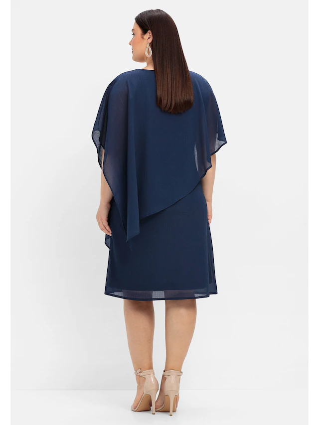 Sheego Cocktailkleid »Große Größen«, mit asymetrischem Cape