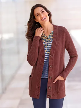 Strickjacke in rotbraun