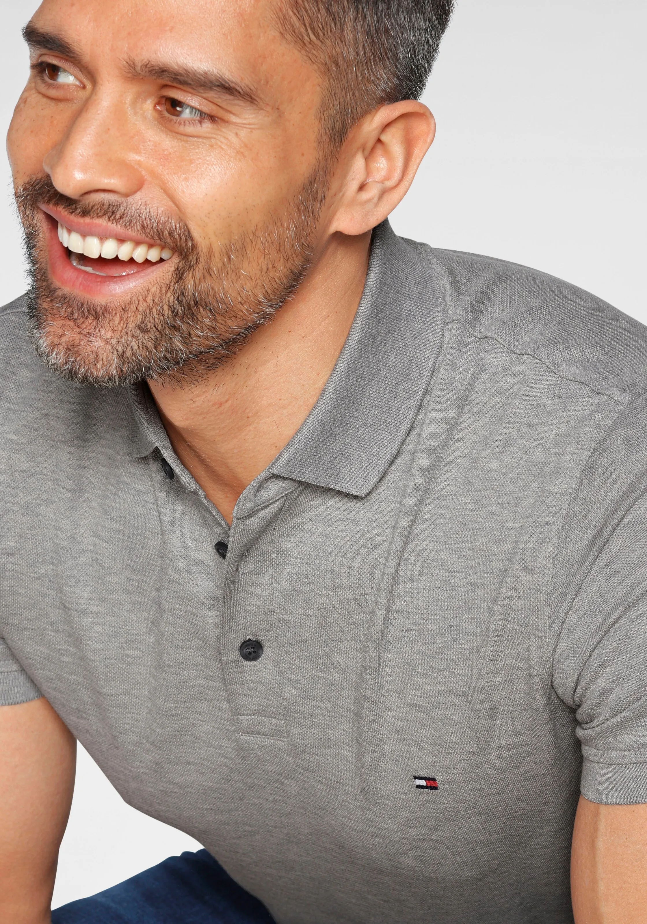 TOMMY HILFIGER Poloshirt in Graumeliert