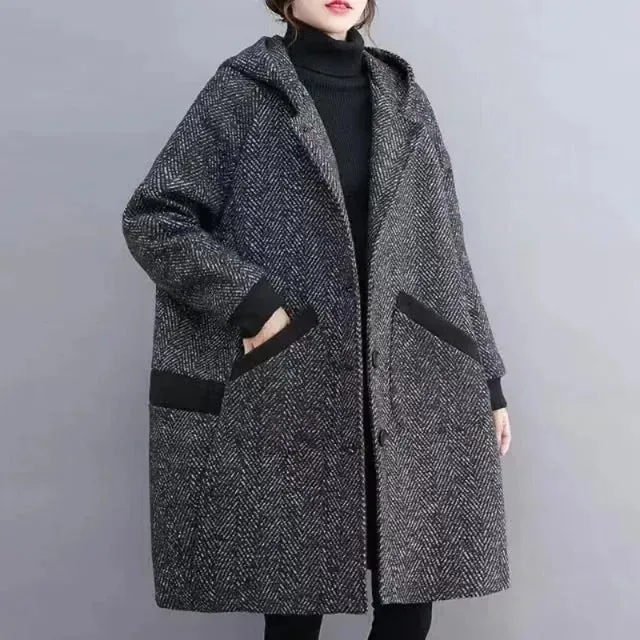 Yaraj | Warmer Vintage-Mantel mit Kapuze für kalte Tage