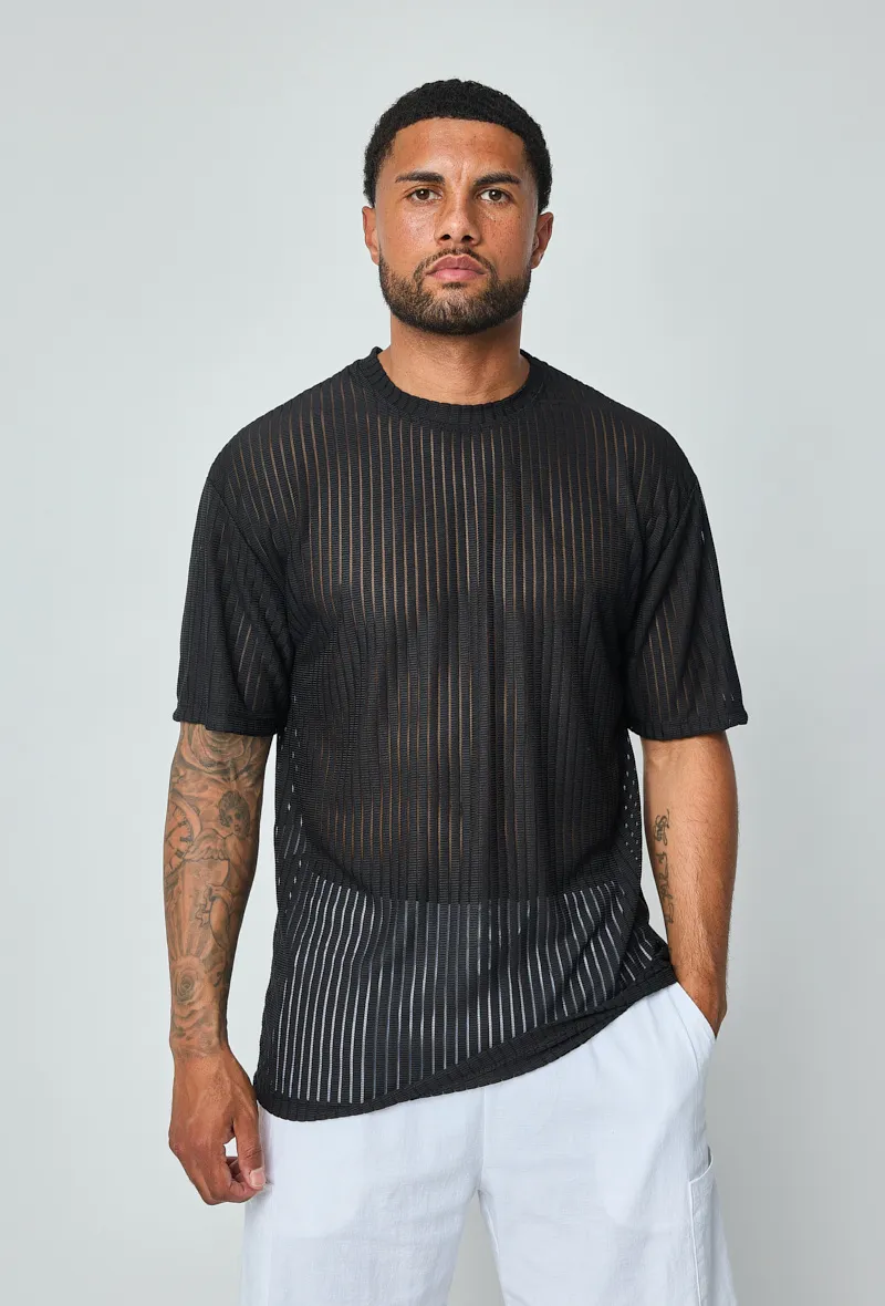 Übergroßes, einfarbig gestreiftes T-Shirt
